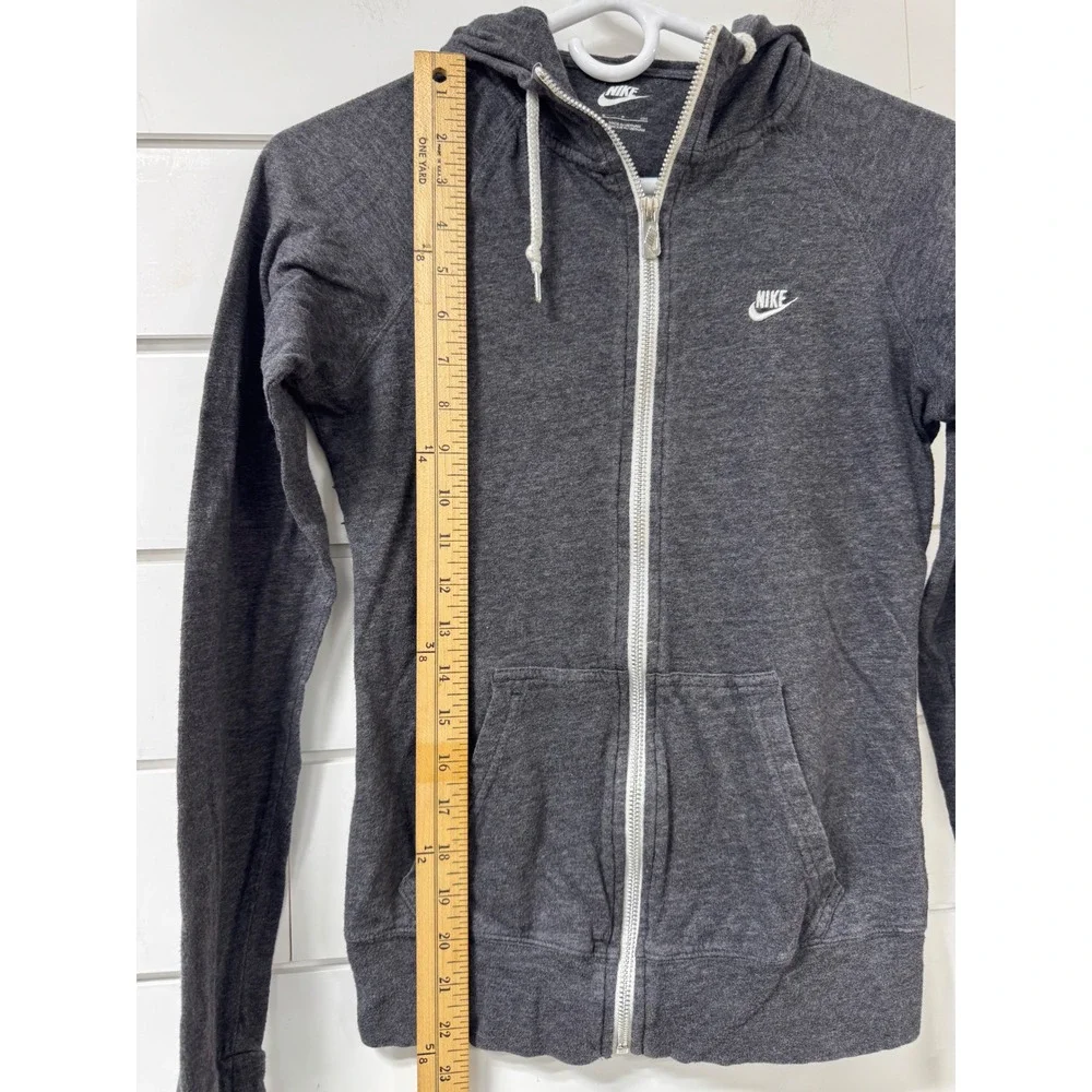 Nike Sportswear Gym Vintage Full Zip Hoodie Charcoal Heather Gray Womens Small